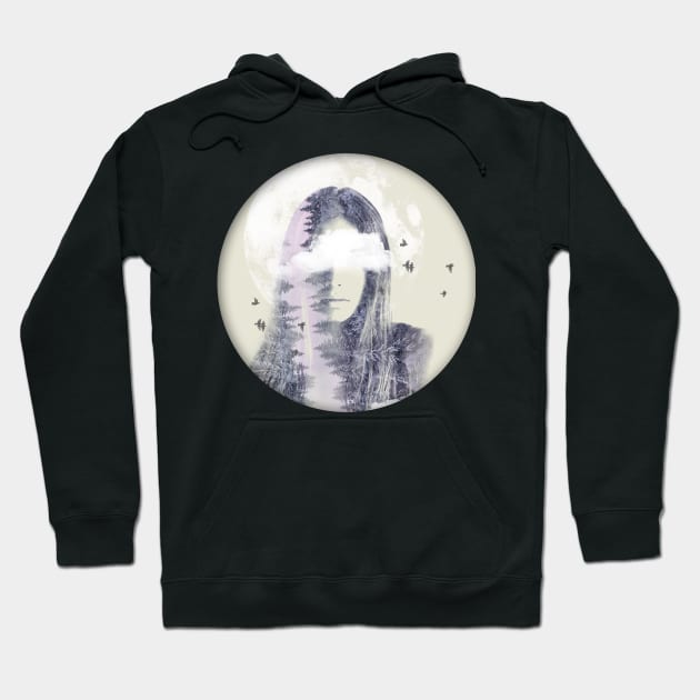 Nature and the Moon - Double Exposure Hoodie by Vin Zzep